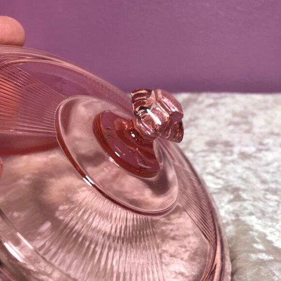 Heisey Vintage Pink Depression Glass Lemon Butter Dish Panel & Pleat Collectible - Picture 7 of 10